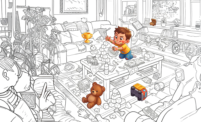 Hidden objects game scene